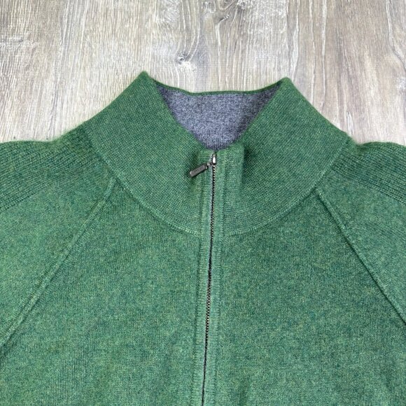 Kinross Men's Green Cashmere 1/4 Soft Knit Mock Neck Long Sleeve Sweater 2XL - Picture 4 of 10